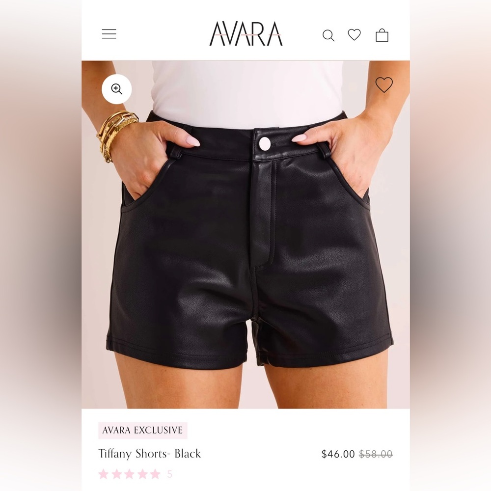 Avara black faux leather shorts - size M and L